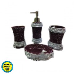 Ванный фарфоровый набор (Бордовый)  стаканы для зубных щеток и мыла. VN013